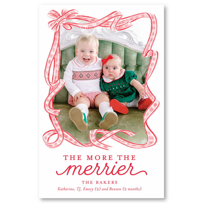 'More the Merrier' Holiday Card - A9 - Larger Card Size - Red