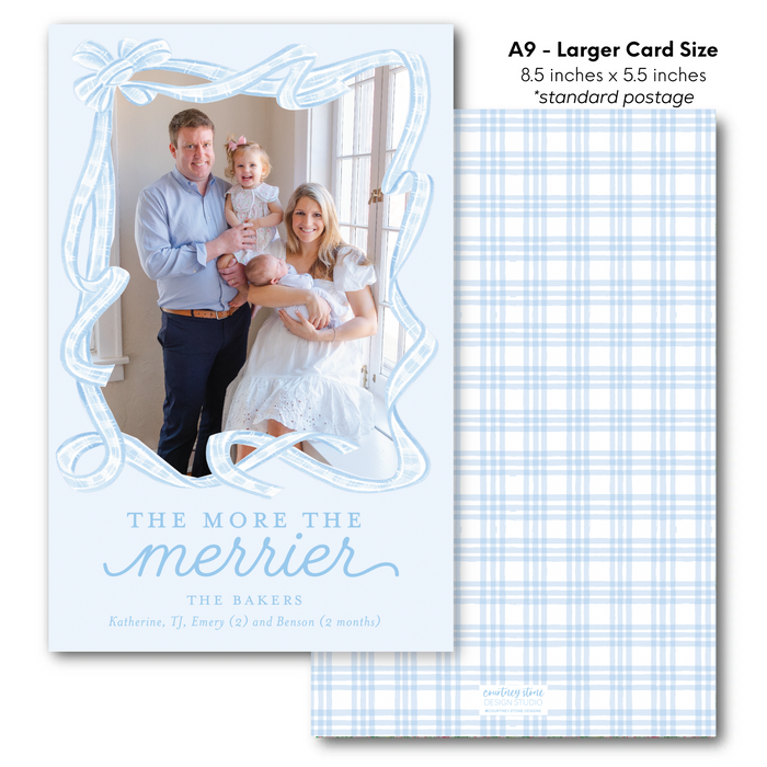 'More the Merrier' Holiday Card - A9 - Larger Card Size - Blue