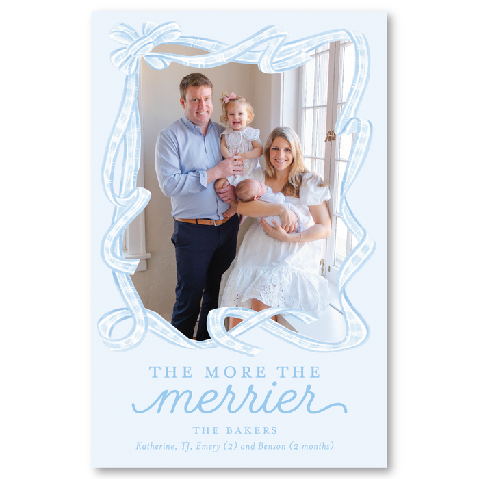 'More the Merrier' Holiday Card - A9 - Larger Card Size - Blue