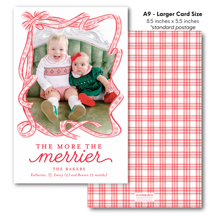 'More the Merrier' Holiday Card - A9 - Larger Card Size - Red