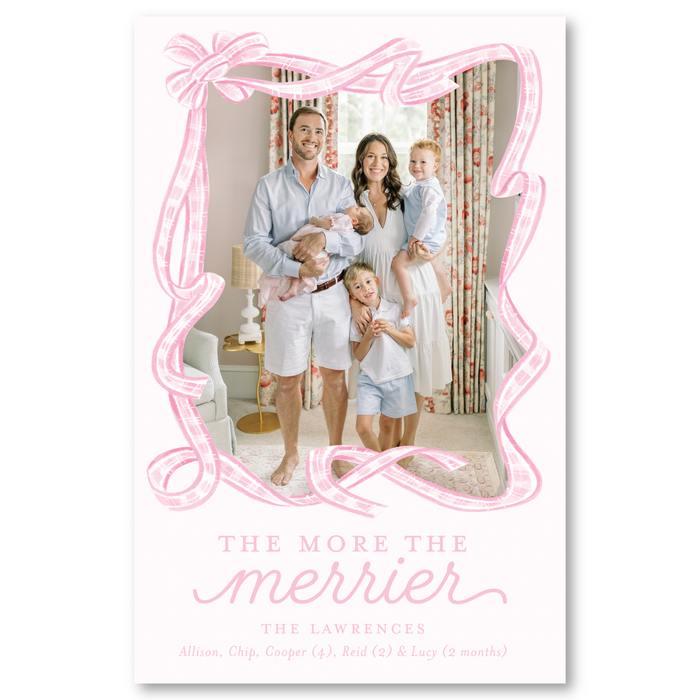 'More the Merrier' Holiday Card - A9 - Larger Card Size - Pink