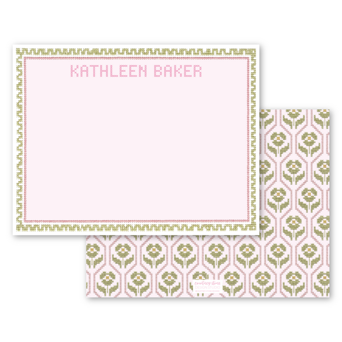 Needlepoint Stationery - Pink
