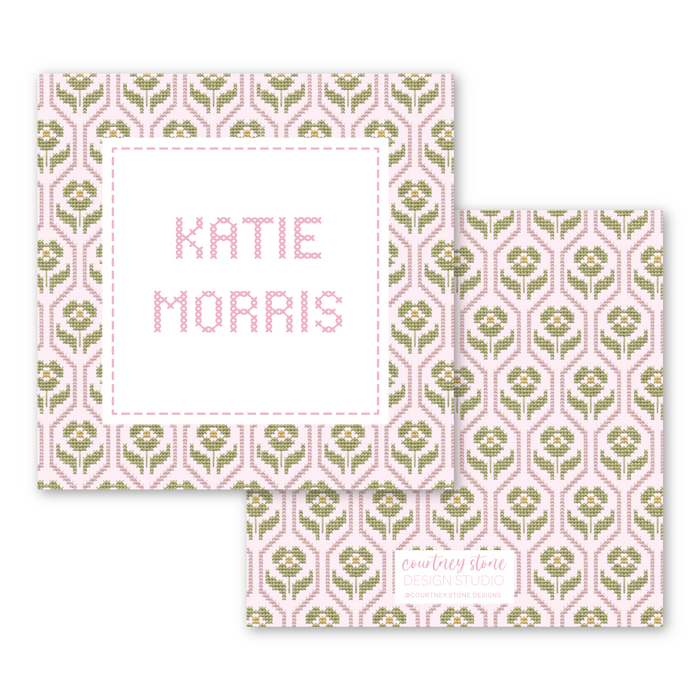 Needlepoint Enclosure Card | Gift Tag - Pink