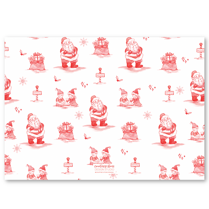 North Pole Toile Holiday Card | Horizontal