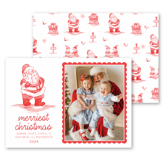 North Pole Toile Holiday Card | Horizontal