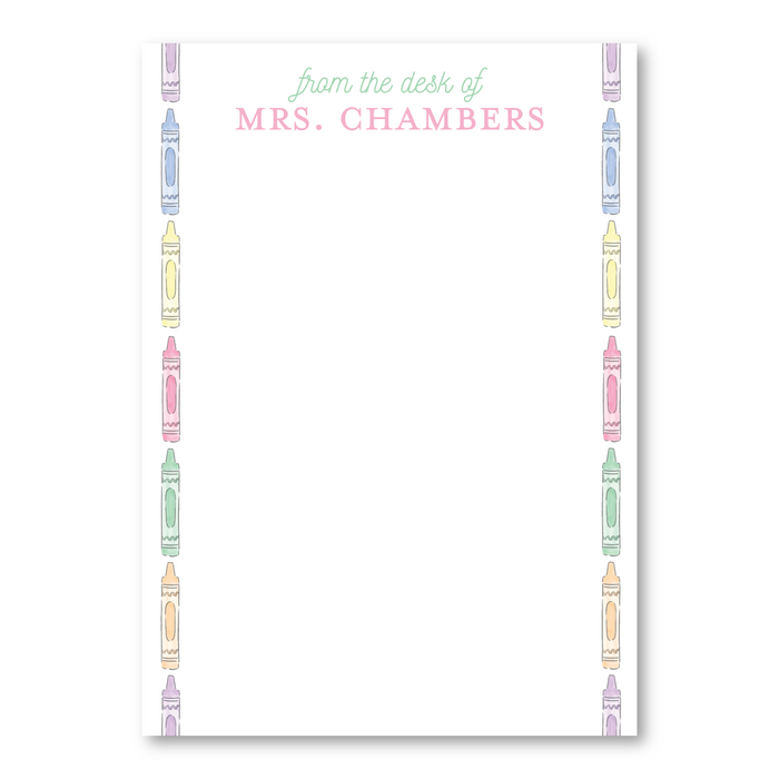 Pastel Crayon Teacher Notepad