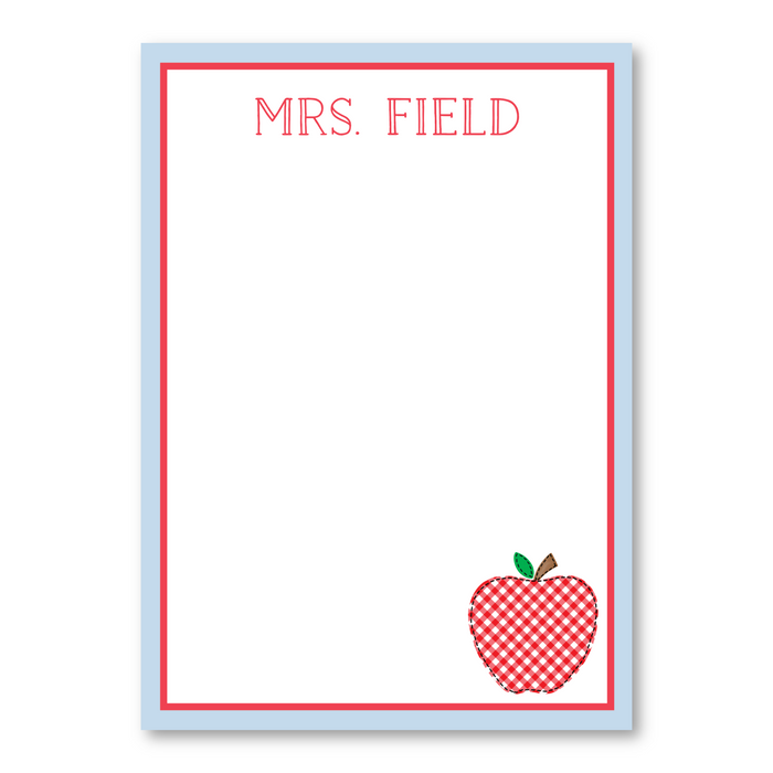 Red Gingham Apple Teacher Notepad