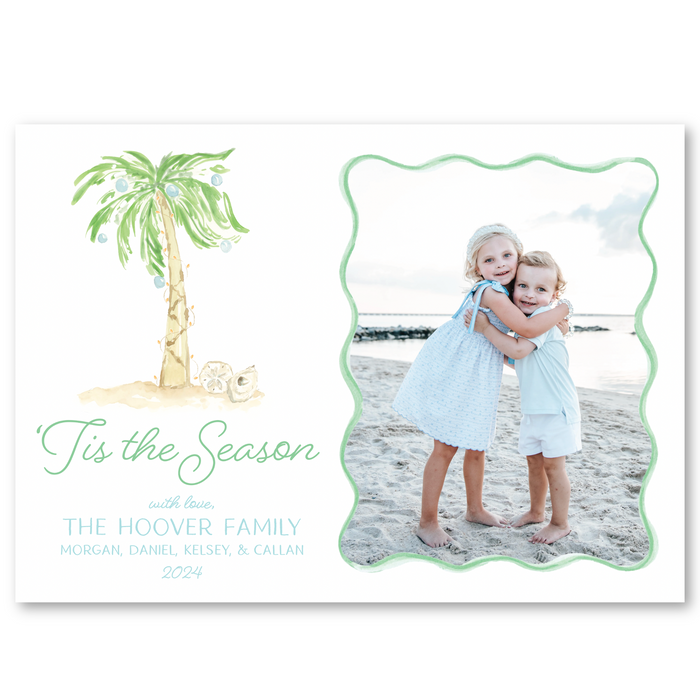 Palm Tree Holiday Card | Horizontal - Blue