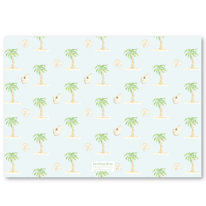 Palm Tree Holiday Card | Horizontal - Blue