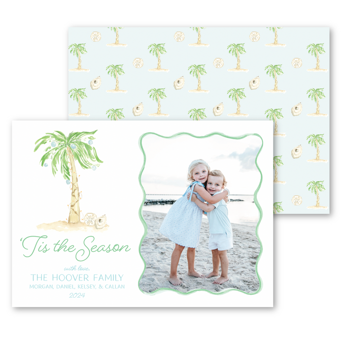 Palm Tree Holiday Card | Horizontal - Blue