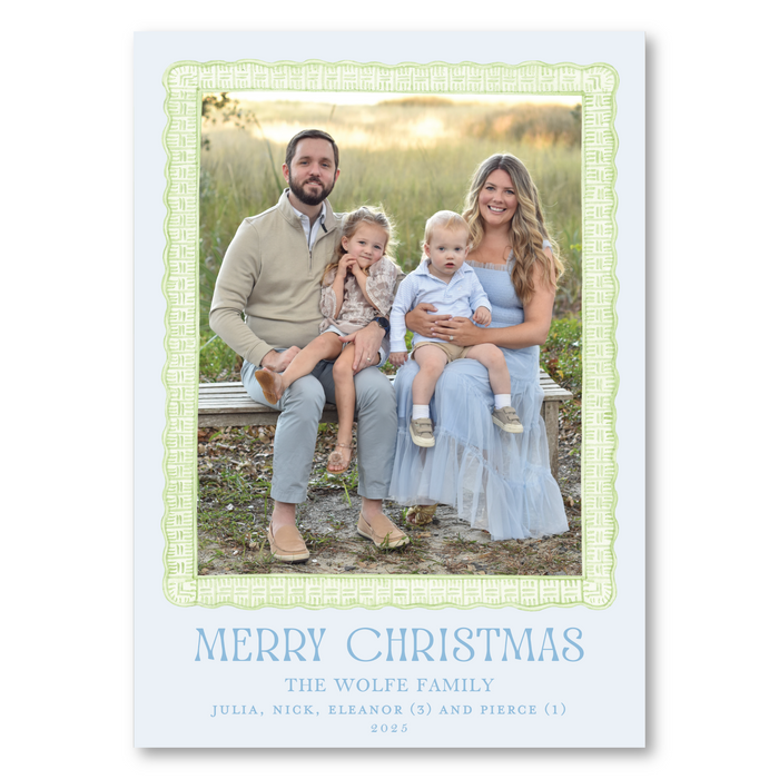 Palm & Shells Holiday Card - Blue