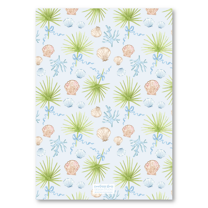 Palm & Shells Holiday Card - Blue