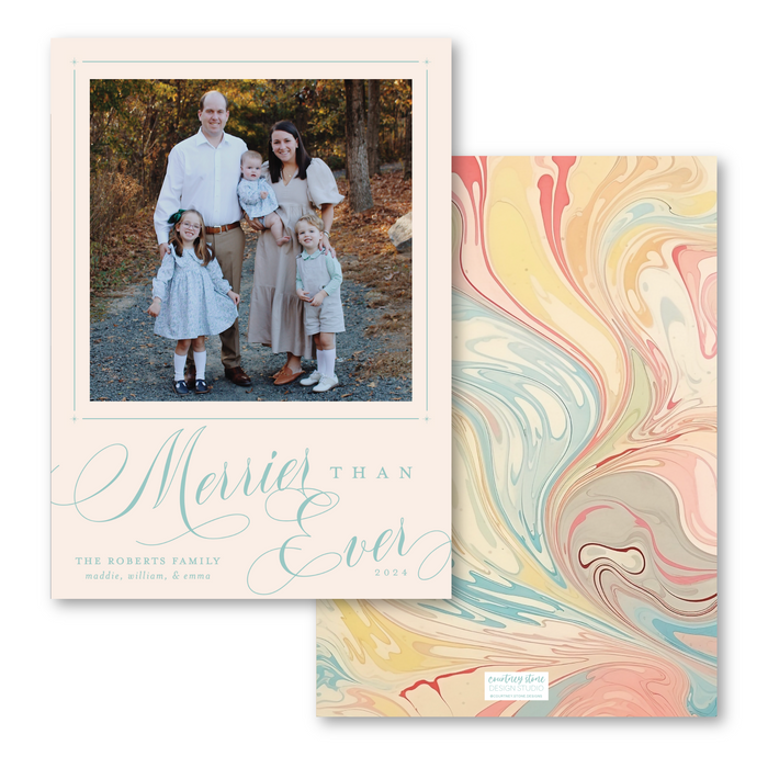 Merrier Than Ever Marble Photo Mount Holiday Card - Peach