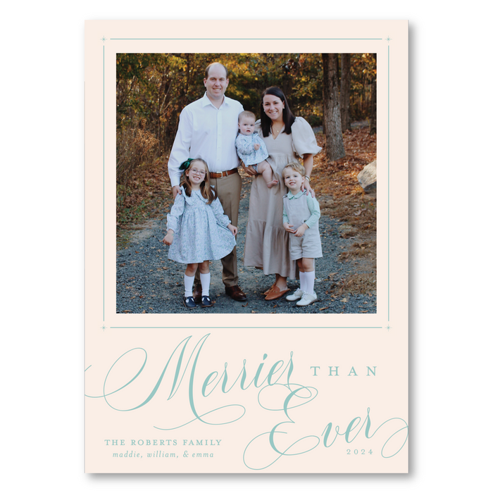 Merrier Than Ever Marble Photo Mount Holiday Card - Peach