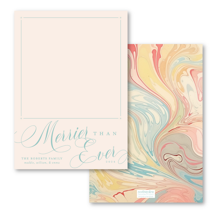 Merrier Than Ever Marble Photo Mount Holiday Card - Peach