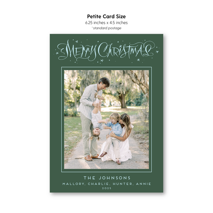 Merry Christmas Star Calligraphy Holiday Card - Petite