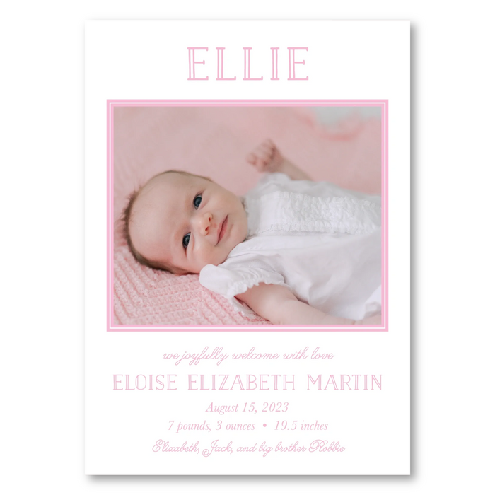 Pink Name Birth Announcement