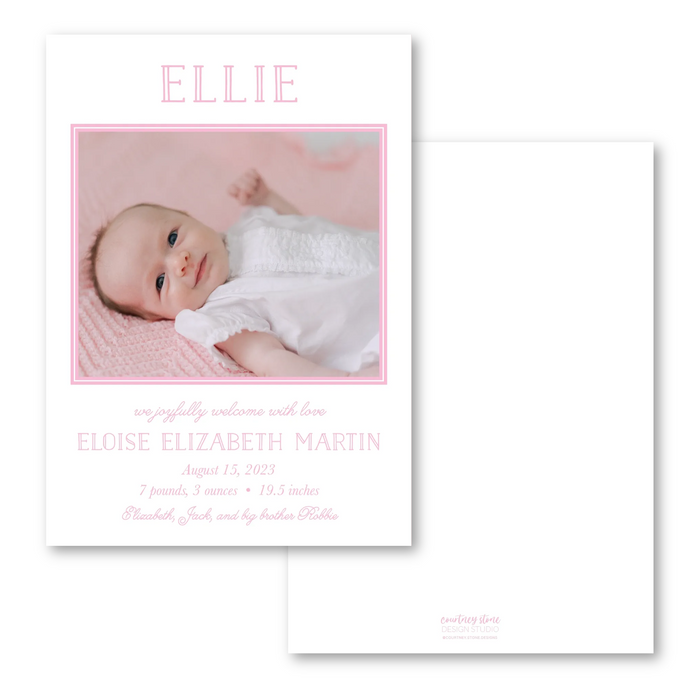 Pink Name Birth Announcement