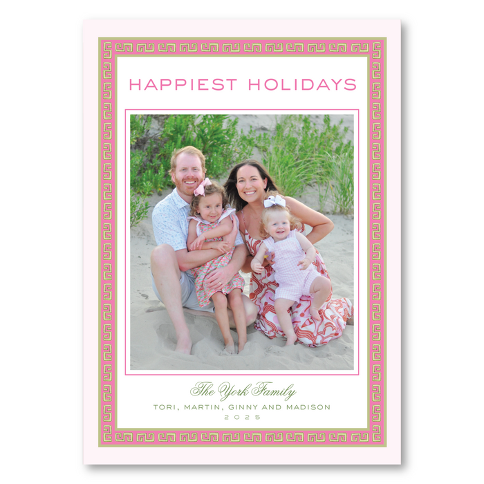 Poinstettia Trellis Holiday Card - Pink