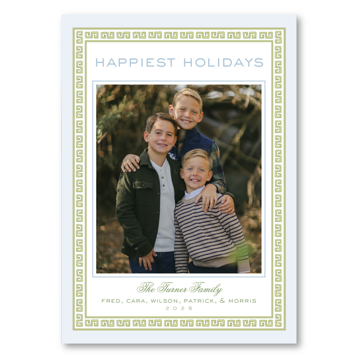 Poinstettia Trellis Holiday Card - Blue
