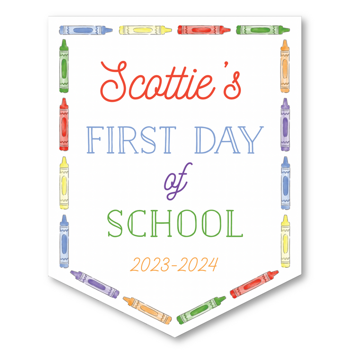 Back To School Sign - Primary Crayon Border - Script