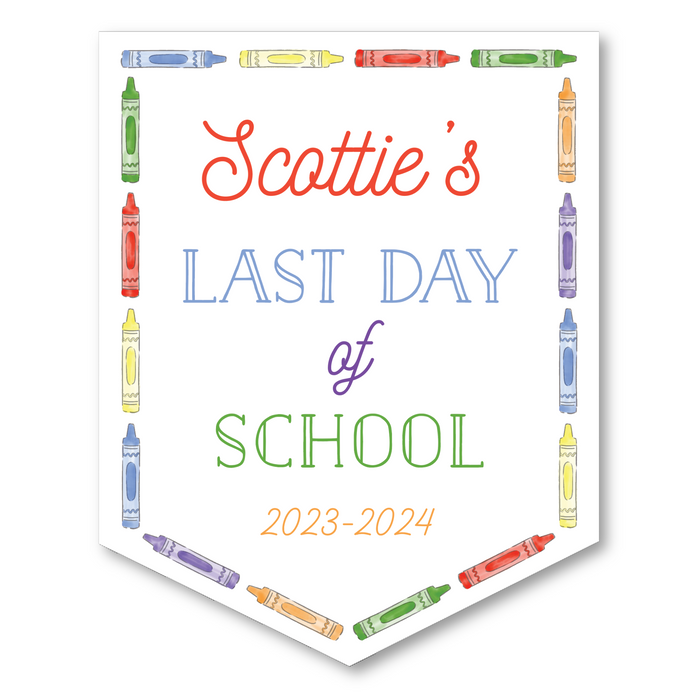 Back To School Sign - Primary Crayon Border - Script