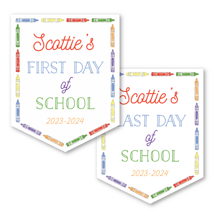 Back To School Sign - Primary Crayon Border - Script