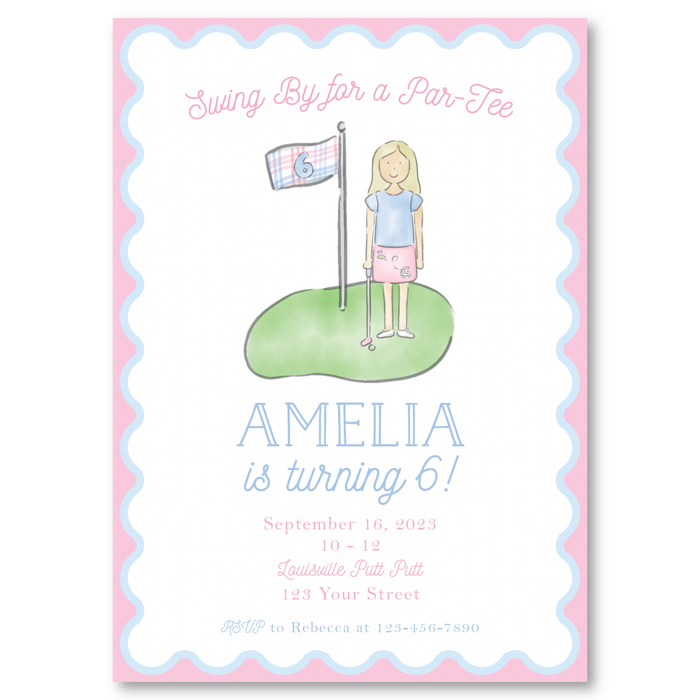 Girl Putt Putt Golf Birthday Invitations