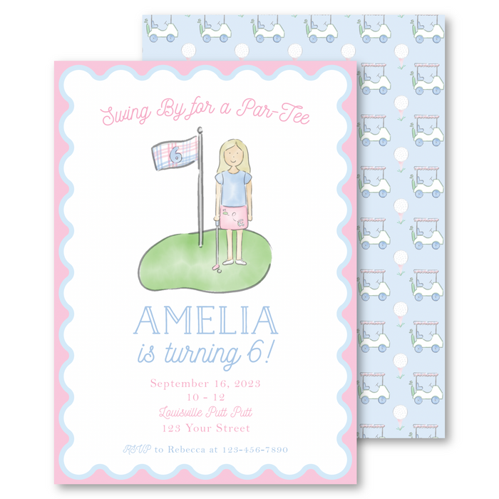 Girl Putt Putt Golf Birthday Invitations