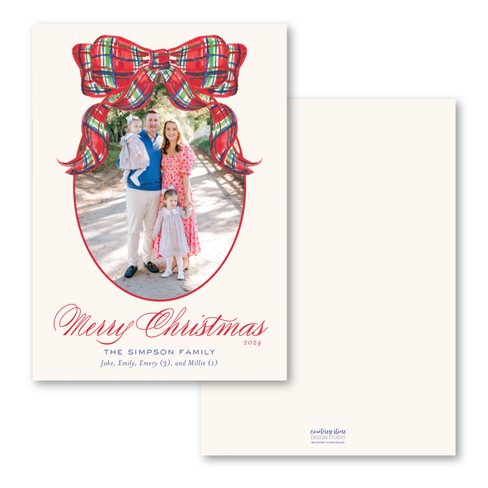 'Red Tartan Bow' Holiday Card