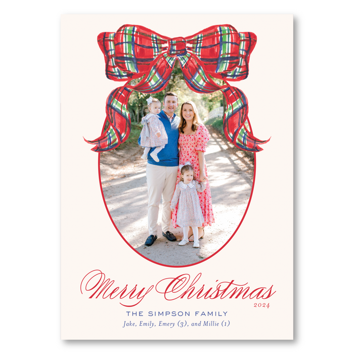 'Red Tartan Bow' Holiday Card