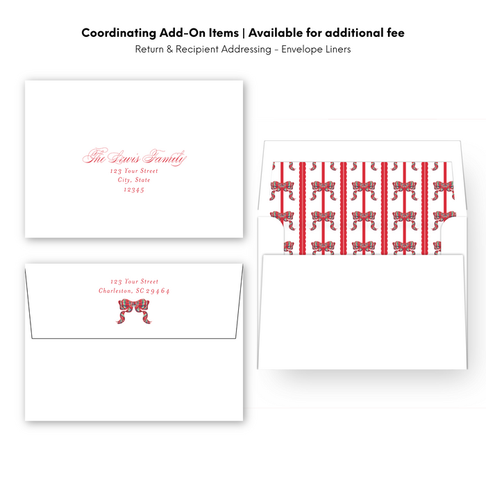 'Red Tartan Bow' Holiday Card - Horizontal