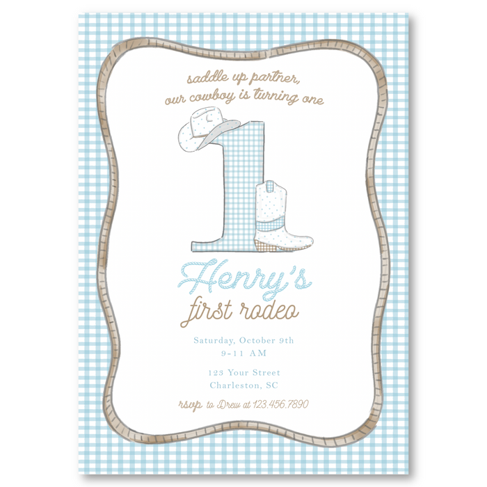 Bitty Dot and Gingham Rodeo Birthday Invitations