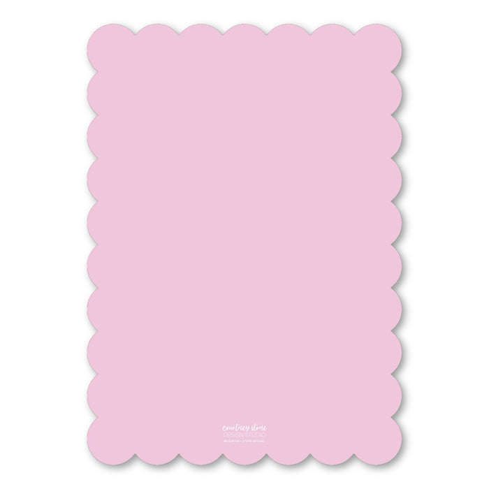 Scallop Trim Cut-Out Birth Announcement - Pink-White Double Border