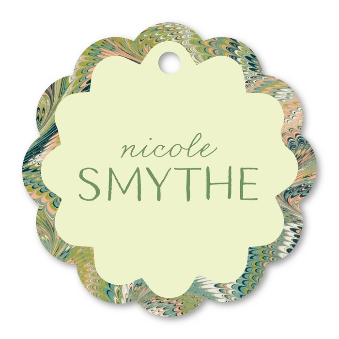 Scallop Gift Tag: Green Marble Name