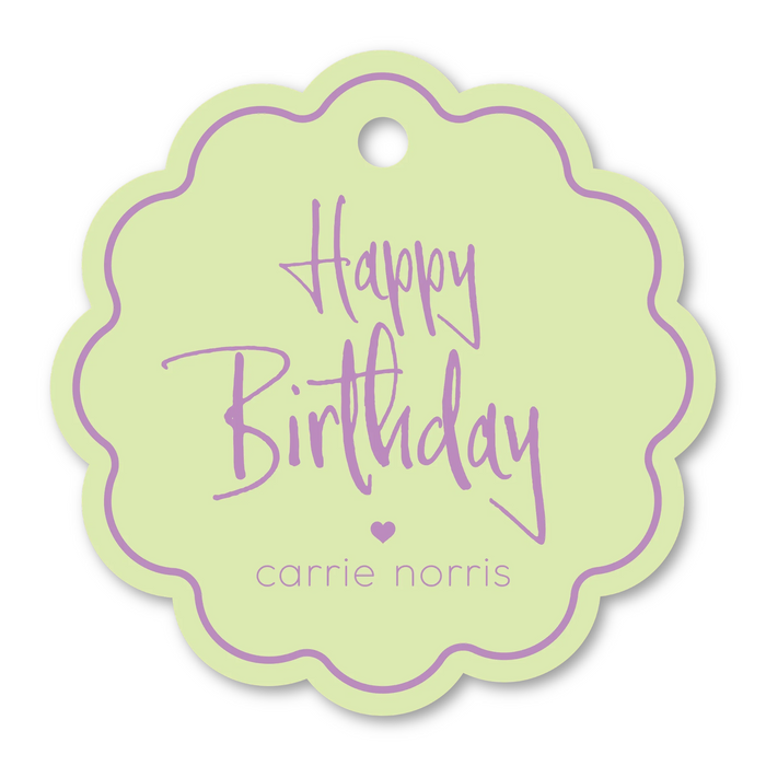Scallop Gift Tag: Chartreuse Happy Birthday
