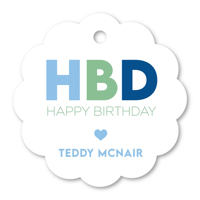 Scallop Gift Tag: Blue HBD