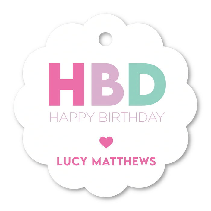 Scallop Gift Tag: Pink HBD
