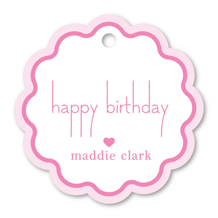 Scallop Gift Tag: Pink Happy Birthday