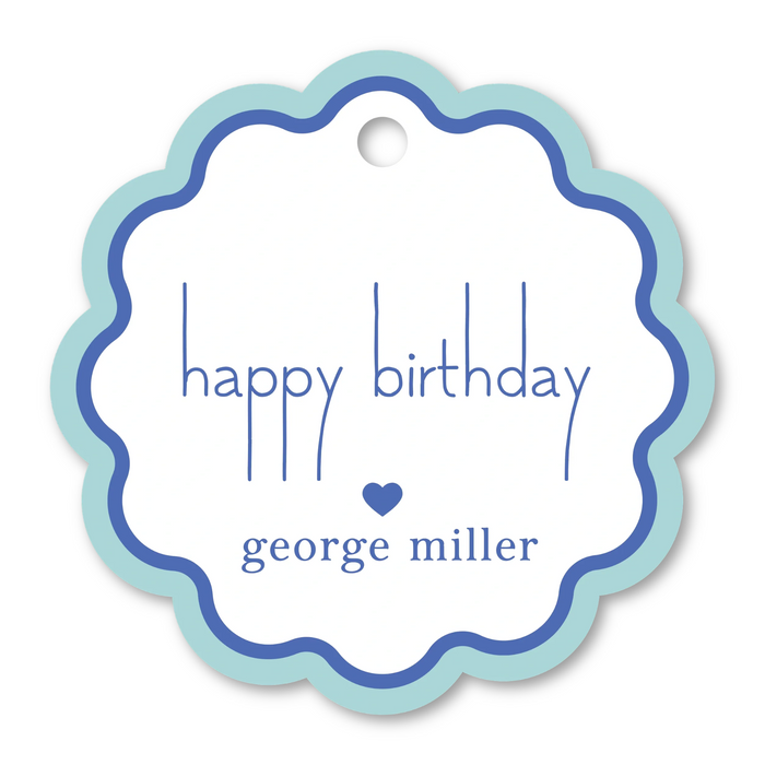 Scallop Gift Tag: Blue Happy Birthday