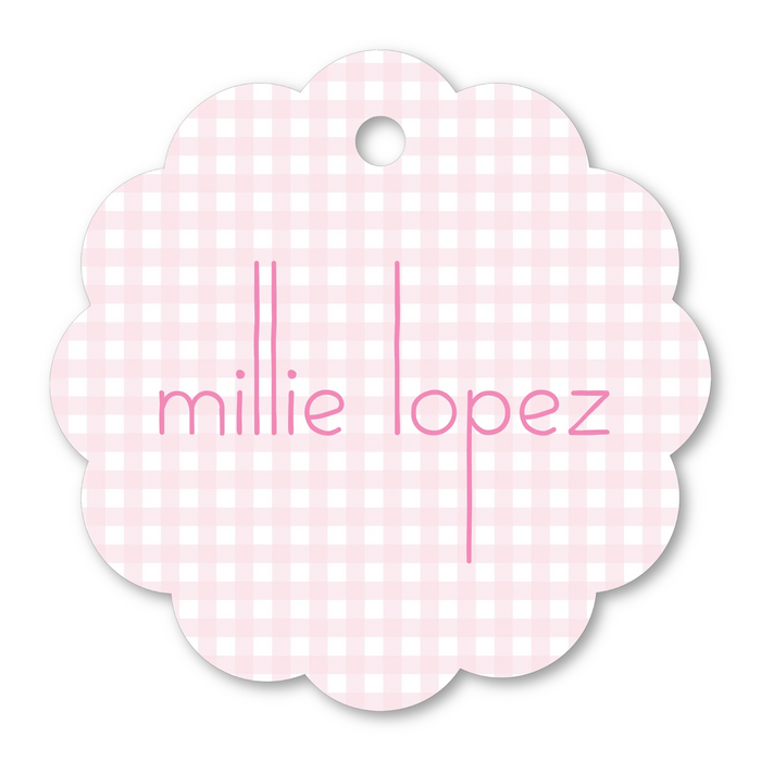 Scallop Gift Tag: Pink Gingham