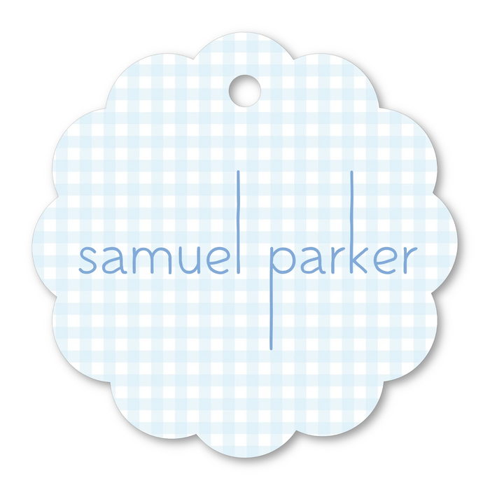 Scallop Gift Tag: Blue Gingham