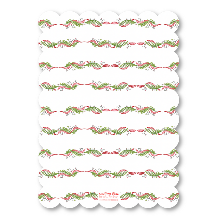 Palm Garland Scallop Die-Cut Holiday Card