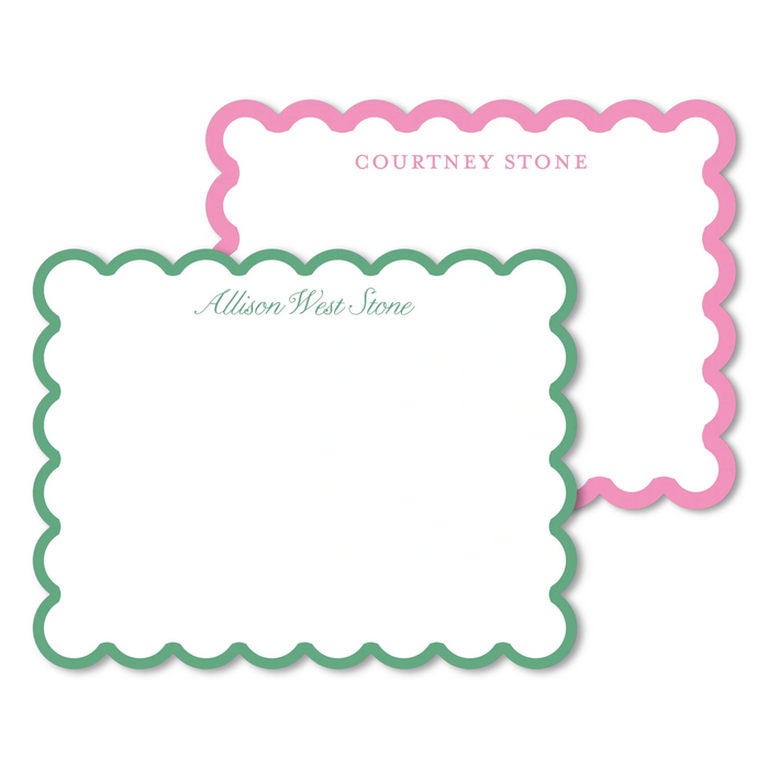 Scallop Cut-Out Stationery - Single Color Border