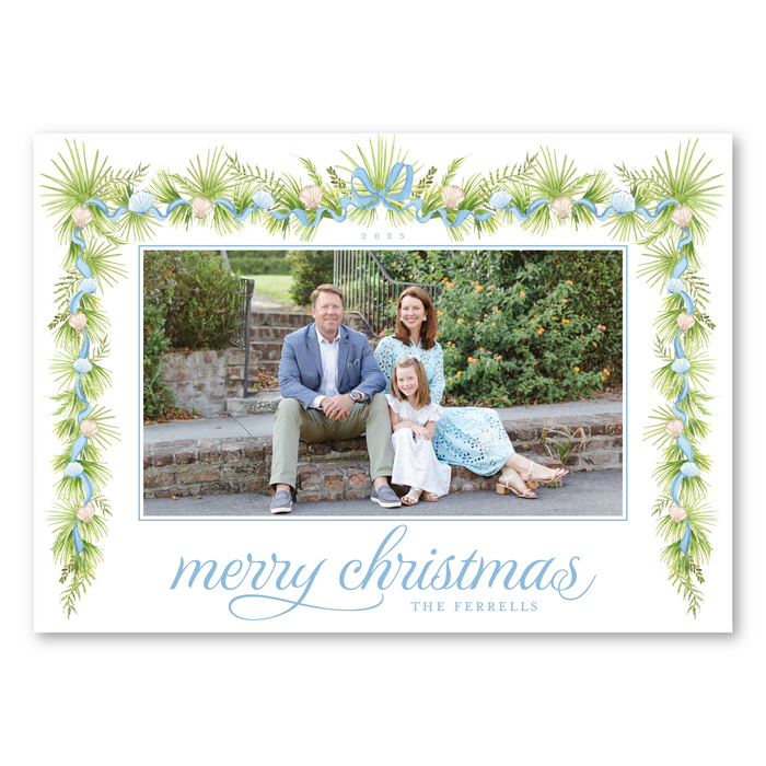 Coastal Shell Garland Horizontal Holiday Card