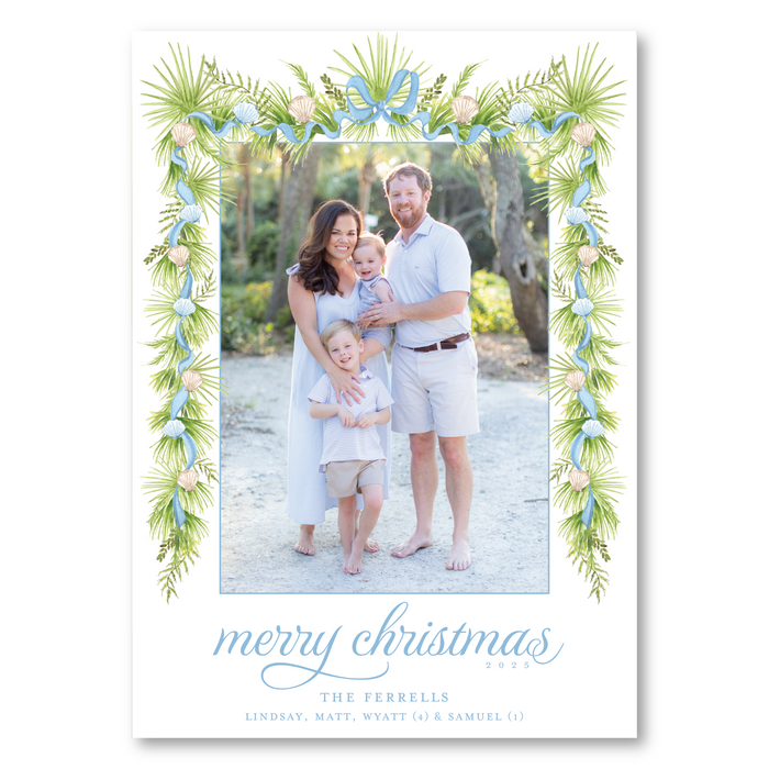Coastal Shell Garland Holiday Card