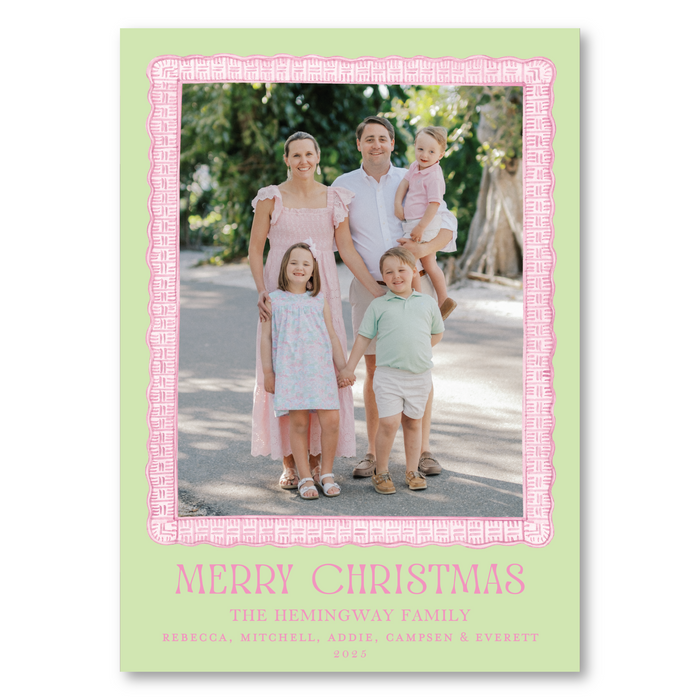 Palm & Shells Holiday Card - Pink
