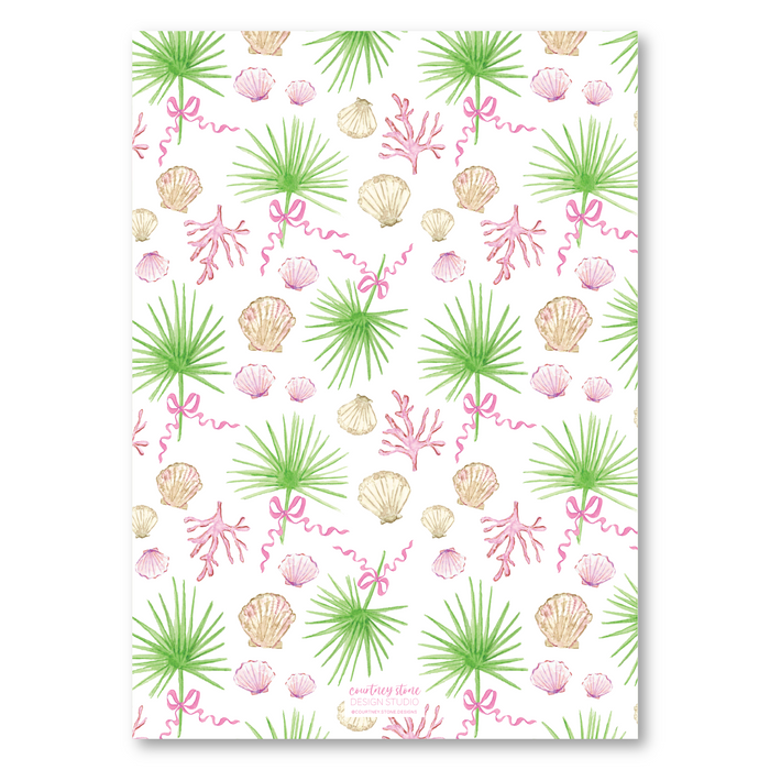 Palm & Shells Holiday Card - Pink