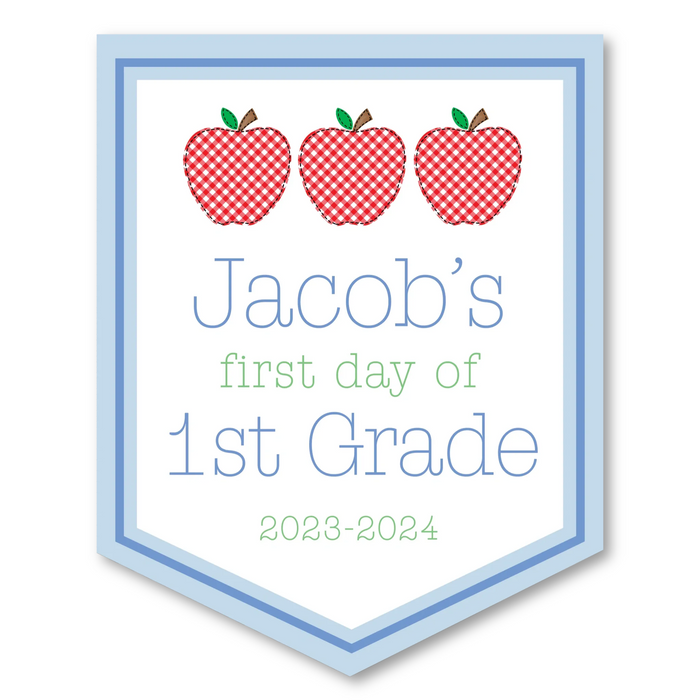 Back To School Sign - Red Gingham Apples