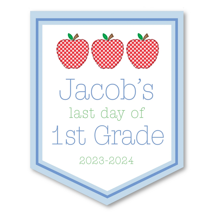 Back To School Sign - Red Gingham Apples